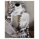 Liliful 4 Pieces Plush Novelty Animal Hat for Kids Cartoon Ears Hat 3 in 1 Winter Plush Animal Hoodie Hat with Attached Scarf and Mittens Winter Fits Most Women and Men