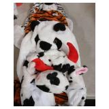 Liliful 4 Pieces Plush Novelty Animal Hat for Kids Cartoon Ears Hat 3 in 1 Winter Plush Animal Hoodie Hat with Attached Scarf and Mittens Winter Fits Most Women and Men