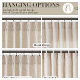 Joywell Linen Pinch Pleat Sheer Curtains 110 inches Long 2 Panels Set Back Tab Semi Light Filtering Elegant Linen Pinch Pleated Long Drapes with Hooks for Bedroom Living Room Decor 50x110 Cream Beige