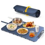 HomCozy Food Warmer Mat with Full Surface Heating, Rollable & Portable Warming Tray, 3 Temperature Settings & Child Lock, Premium Silicone Warmer Mat for Parties, Family Gatherings, Daily Use