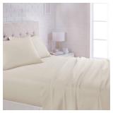 Amazon Basics Lightweight Super Soft, Breathable Easy Care Microfiber 4 Piece Bed Sheet Set with 14-Inch Deep Pockets, Queen, Beige, Solid