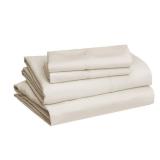 Amazon Basics Lightweight Super Soft, Breathable Easy Care Microfiber 4 Piece Bed Sheet Set with 14-Inch Deep Pockets, Queen, Beige, Solid