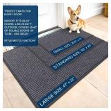 OLANLY Front Door Mat Indoor Outdoor Entrance, Waterproof Heavy Duty Doormat, Fade Resistant, Low Profile, Easy Clean Patio Porch Welcome Floor Mats for Entry, 29.5x17, Grey