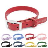 ZALER Waterproof Dog Collar, Adjustable Odor Proof Dog Collars Easy to Clean, Soft Comfortable Pet Collars for Large, Medium Small Dogs (Strawberry Red, L(Length:15.7