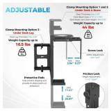 Suptek Clamp-on Desk or Desk Leg PC Mount,Adjustable Height and Width,CPU Under Desk Table Beam PC Mount Bracket Computer Tower Wall and Under Counter Holder