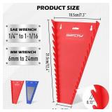 Magnetic Wrench Organizer, 32-Slot Premium Wrench Rack Holder Tool Trays for Toolboxes Drawer Storage, SAE (1/4" - 1-1/16") & Metric (6mm - 24mm) 2 pack