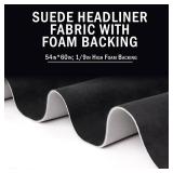 Kefly Black Suede Headliner Fabric 54" L x 60" W with Foam Backing, Automotive Interior Auto Roof Replacement Material for Car, SUV, Boat, Pickup, Truck, RV, Home Repair