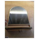 Arched 18"x26" Metal Frame Wall Mirror with Shelf Brass Finish - with Magnolia (See Details) - Retail: $60