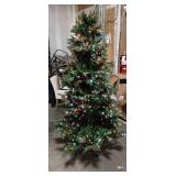 My Texas House 6.5FT Grand Spruce Prelit Green Artificial Christmas Tree with LumaDazzle Color-Changing Twinkle LED Lights and Quick Set - Retail: $200