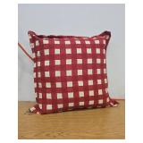 Red and White Checkered Decorative Pillow 16"x16"
