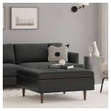 Simpli Home - Shay Mid Century Large Square Coffee Table Storage Ottoman - Distressed Black (See Details) - Retail: $495