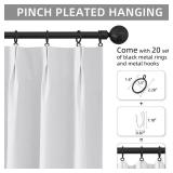 White Pinch Pleated Blackout Linen Curtains 84 inches Long 2 Panels for Living Room Bedroom Farmhouse Room Darkening Thermal Insulated Back Tab Hooks Rings Window Treatment Drapes,40x84