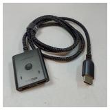 Switch 2 in 1 Out 4K@60Hz, WARRKY[with 3.3ft Fixed Braided HDMI Cable, Aluminum Case, 2K@144Hz, HDCP 2.2] Bidirectional 2x1 Switcher Splitter Compatible for PS5/4, Xbox, Roku, FireStick, Switch - Reta