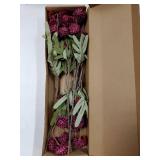 5pcs Burgundy Faux Silk Mums Artificial Flowers, Bulk Fake Small Mini Chrysanthemums with Stems for DIY Wedding Centerpieces Floral Arrangements Vase Fillers Home Decorations - Retail: $22