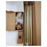 Curtain Rods 32 to 58 Inches (2.6-4.8ft), USFOOK 7/8 Inch Telescoping Splicing Drapery Rods for Windows 20 to 54 Inch, Decorative Curtain Rod for Home Decor with Luxury Gold Translucent Finials - Reta