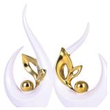 White Gold Ceramic Statues for Home DÃ©cor Accents, Abstract Art Mid Century Modern Decor, Centerpiece Table Decorations, Gold Sculpture - Retail: $36