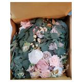 6ft Artificial Eucalyptus Garland with Flowers Fake Greenery Faux Floral Vine Garland for Table Decor Wedding Centerpieces Bridal Shower Party Decorations, Garden Dusty Rose - Retail: $60