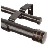 1 Inch Double Curtain Rods for Windows 66 to 120 Inches (6-12ft), Heavy Duty Decorative Drapery Rod for 32 to 144 Inches (5.75-11.7ft) with Classic Cap Finial, Bronze - Retail: $37