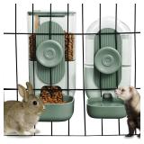 Hanging Automatic Food and Water Dispenser, Gravity Rabbit Feeder Set, Cage Cat and Bunny Food Bowl (Cage Grid Spacing Over 1.2