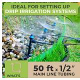 50 FT 1/2 Irrigation Tubing Mainline - Drip Irrigation Tubing Perfect for Push-To-Connect Garden Irrigation System, or as Blank Distribution Hose for Any Gardening Project - Retail: $31