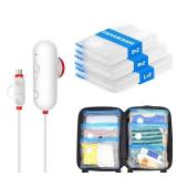 Vacuum Storage Bags with USB Electric Pump, 6 Pack Carry-on Size Space Saver for Clothes and Clothing Travel, Compression Bags for Clothes - Retail: $19