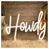 Howdy Neon Sign for Wall Decor, USB Led Light Up Signs for Bedroom Birthday Wedding Party Boyfriend Girlfriend Lover Room Bathroom neon light personalized Decoration Gift with 3-Lever Brightness - Ret