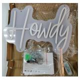 Howdy Neon Sign for Wall Decor, USB Led Light Up Signs for Bedroom Birthday Wedding Party Boyfriend Girlfriend Lover Room Bathroom neon light personalized Decoration Gift with 3-Lever Brightness - Ret