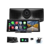 Wireless CarPlay Screen with 2K Dash Cam, 8.1 Portable Touchscreen Car Stereo with CarPlay & Android Auto, 1080P Backup Camera, Voice Control, Bluetooth, Mirror Link, GPS Navigation - Retail: $80"