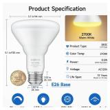 4-Pack BR30 LED Bulb, 65W Equivalent, Dimmable Can Light Bulbs, 2700K Warm White, 650LM, E26 Base
