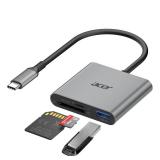 Acer SD Card Reader USB C, 3 in 1 Memory Card Reader with Dual Slots & USB 3.0, Micro SD Card Adapter for iPhone 16/15 Compatible with Camera, Android, MacBook Pro/Air, Laptop - Retail: $14