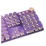 Typewriter Style Mechanical Gaming Keyboard White LED Backlit 104-Key NKRO Pink Switches Retro Round Keycaps Golden Ring Volume Knob Metal Panel Wired USB-C Detachable Cable, Purple - Retail: $50