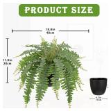 Artificial Fern Plants in Pot 18.8 Small Artificial Boston Fern 24 Leaves for Outdoors & Indoor Faux Potted Plant Fake Ferns Bush Plant Patio Garden Farmhouse Porch Home Decor Dusty Green - Retail: $2