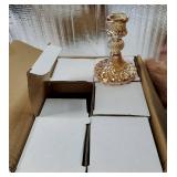 Set of 6 Crystal Taper Candle Holders 4 Glass Candlestick Holders with Diamond Pattern | Elegant Table Centerpieces for Wedding, Party, Church & Home Decor - Retail: $26"