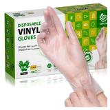 Disposable Vinyl Gloves, Food Safe, Latex-Free Powder-Free Clear Plastic Gloves for Cooking, House Clean, Food Prep (100, Large) - Retail: $7