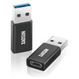 USB C Female to USB Male Adapter (2-Pack), 3.1 USB A to USB C Adapter, XAOSUN One-Sided SuperSpeed Data Sync & 100W Fast Charging