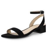 Nude White Black Women Sandals Gold Silver Comfortable Strappy Open Toe Sandals for Women Dressy Summer 1 Inch Low Block Clear Pink Taupe Heel Flat Adjustable Ankle Strap Wide Available Shoes - Retail