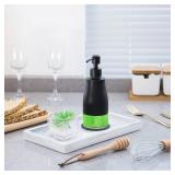 Black Soap Dispenser with Coaster and Stickers, Refillable Liquid Stainless Steel Soap Dispenser for Kitchen Sink, Bathroom Countertop (11OZ / 320ML) - Retail: $13