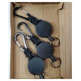 Retractable Keychain 3 Pack Heavy Duty Carabiner Badge Holder Extendable Badge Reel ID Holder Key Ring with 60 cm Steel Retractable Cord and Paracord - Retail: $9