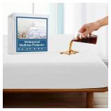 King Mattress Protector, King Size Mattress Cover Protector Waterproof with Deep Pocket up to 14", King Size Bed, Noiseless & Skin-Friendly Fitted Sheet Only, White - Retail: $14
