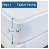 King Mattress Protector, King Size Mattress Cover Protector Waterproof with Deep Pocket up to 14", King Size Bed, Noiseless & Skin-Friendly Fitted Sheet Only, White - Retail: $14