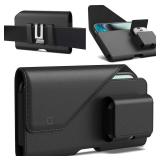 CoverON Holster with Earbuds Holder for Samsung Galaxy S25 S24 S23 S22 S21 S20 S10+ /Galaxy Note 10 /J3 A10e A01 Phone Case Galaxy Buds Headset Belt Clip Leather Pouch (Fits Otterbox/Any Case) - Retai