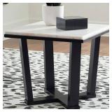 Modern Marble Top Side Table with Black Base - Retail: $299