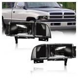 Fullux Headlights Compatible with 1994-2001 Dodge Ram 1500/1994-2002 Dodge Ram 2500 3500(DON