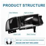 Fullux Headlights Compatible with 1994-2001 Dodge Ram 1500/1994-2002 Dodge Ram 2500 3500(DON