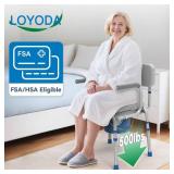 Loyoda Drop Arm Bedside Commode, Commode with Padded Seat and Backrest, 500lbs Capacity, 5.81QT Removable Bucket, Adjustable Height Portable Toilet for Adults, Beige - Retail: $110