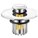 LEKEYE Bathroom Sink Stopper | Shower Drain Hair Catcher | Pop-up Sink Drain Stopper with Strainer | Bathroom Sink Plug for 1-1/8\"to 1-3/8\" to 1-1/2\" Sink Drain Hole - Retail: $15