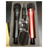 Wireless Microphones, TONOR UHF Dual Karaoke Microphone System, Microfonos Inalambricos with Rechargeable Receiver Cordless Dynamic Mic Micro Kit for Singing, Wedding, DJ Party, Speech TW320 Black&Red
