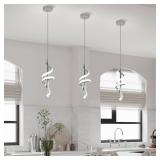Vloitgol Spiral Led Pendant Light Fixtures, 5500K Cold White Modern Led Pendant Light Kitchen Island, Adjustable Height Kitchen Island Lights Fixtures for Dining Room Kitchen Bedroom Sink - Retail: $4