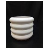 White Ceramic Ribbed Planter - Retail: $15
