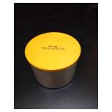 14oz Lidded Gray Glass Jar Crackling Wooden 3-Wick Candle with Clear Label Eucalyptus + Palm - Thresholdâ¢: Soy & Paraffin Wax Blend - Retail: $19